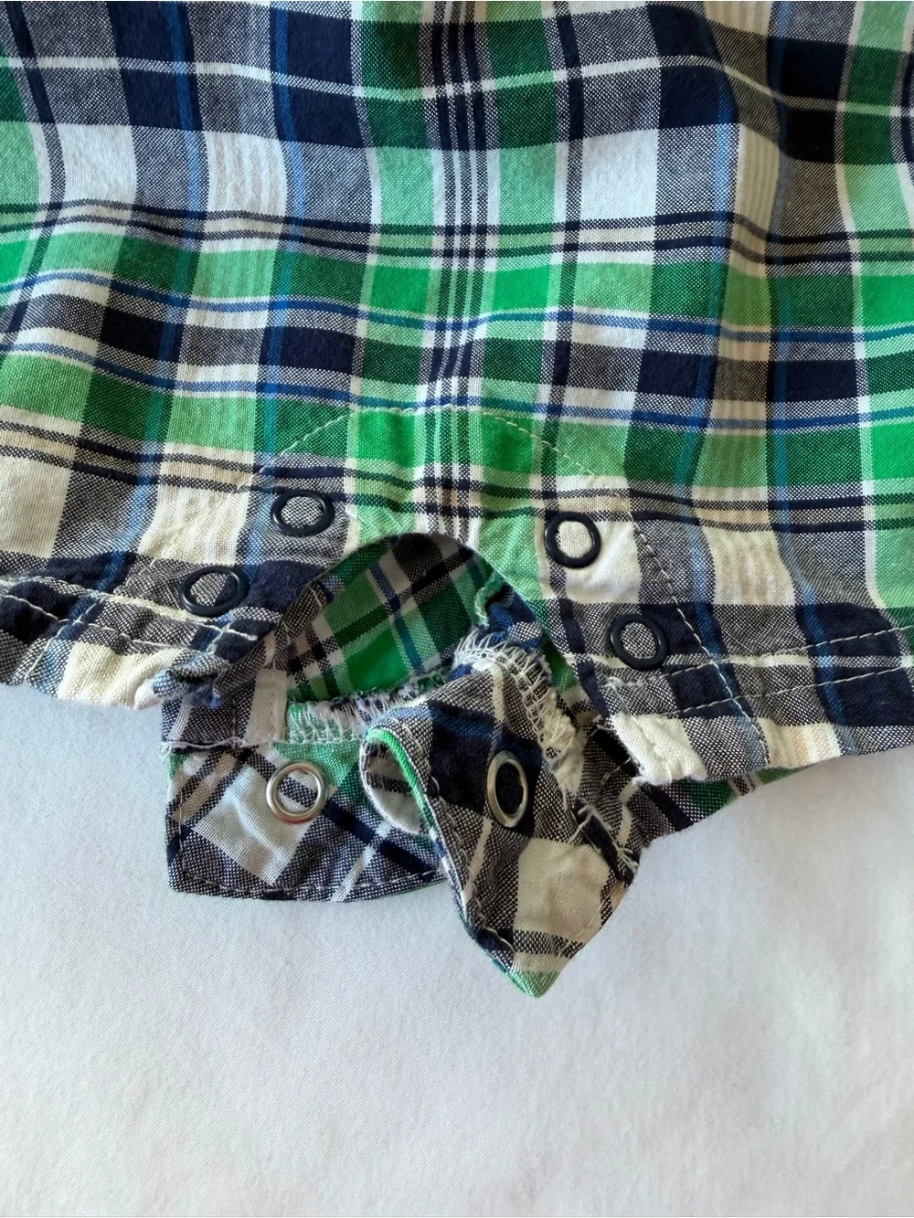 Carter’s Super-Fun Green & Blue Plaid Button Up Romper Toddler Size 24M